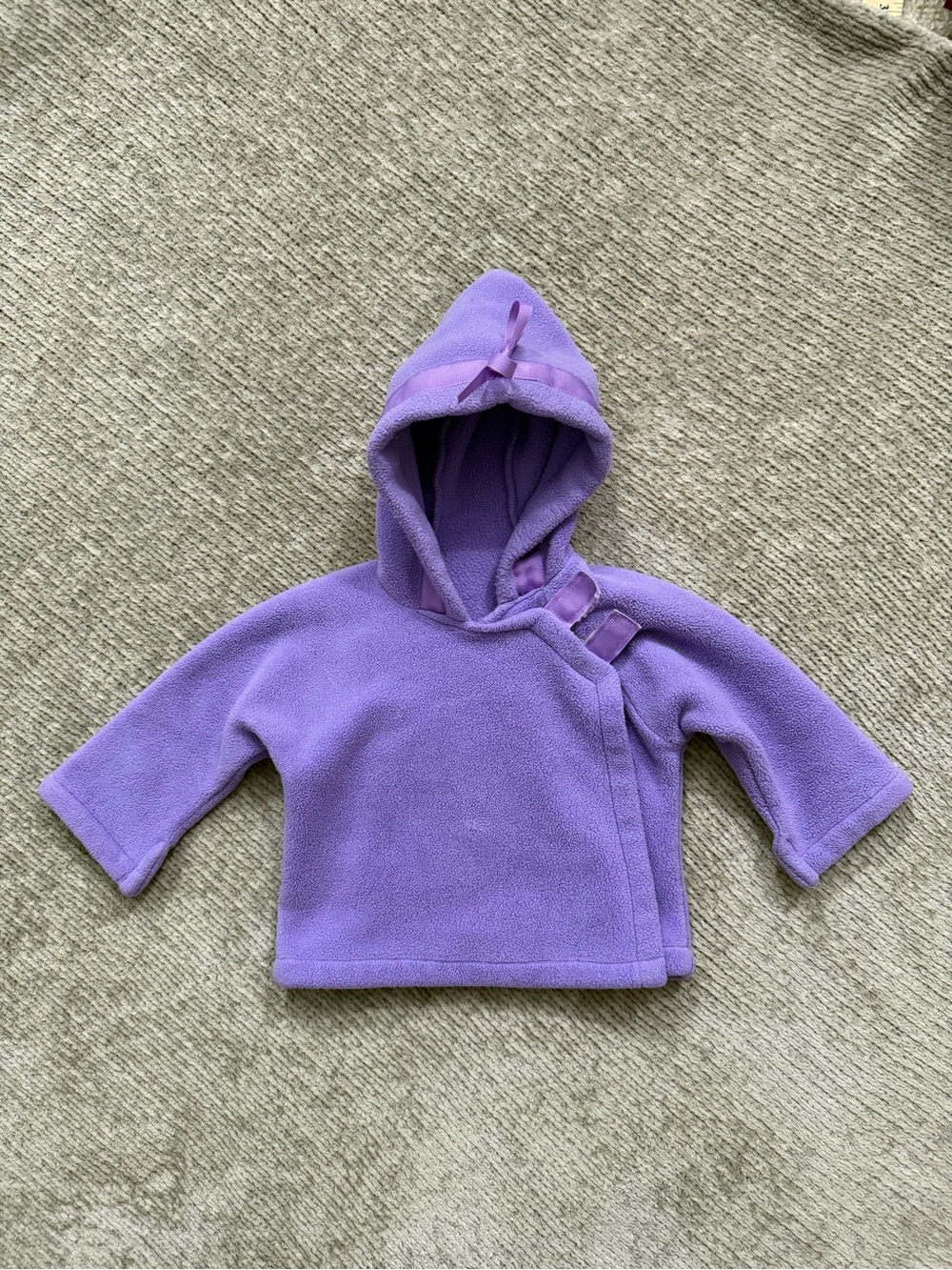 Widgeon Baby Purple Fleece Hooded Jacket 3 Months Bow Vintage Outerwear